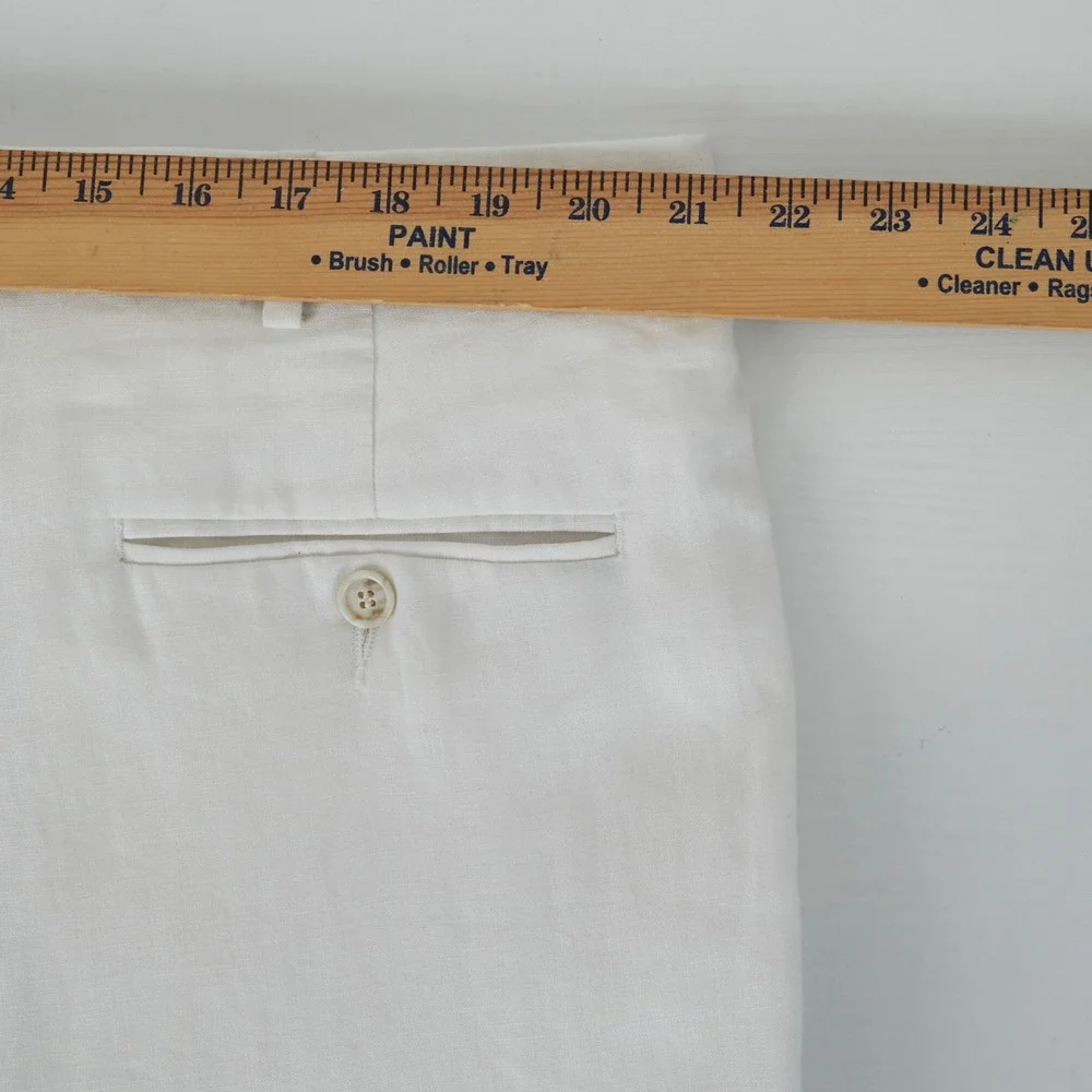 Ben Silver Charleston Mens 42 Dress Pants White Pleated Cuffed High Rise Linen
